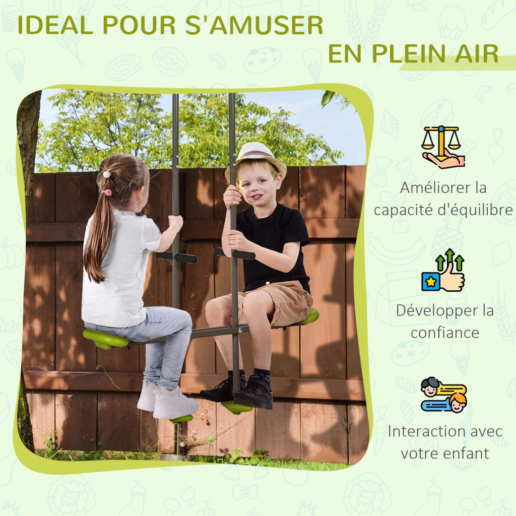 Altalena per Bambini ¨C zephmum ¨C Verde Acciaio e Plastica 97.5x23x170cm