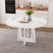 Tavolo da pranzo - modulare rotondo - MDF effetto marmo bianco - Ø120x76 cm - per 4 persone