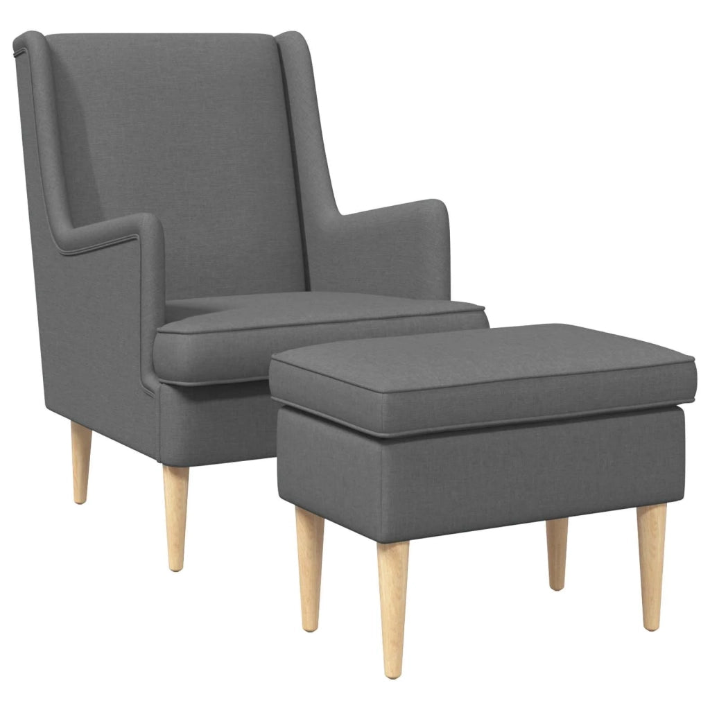 Poltrona con Ottomano 2 pz Grigio Scuro Tessuto 3418812