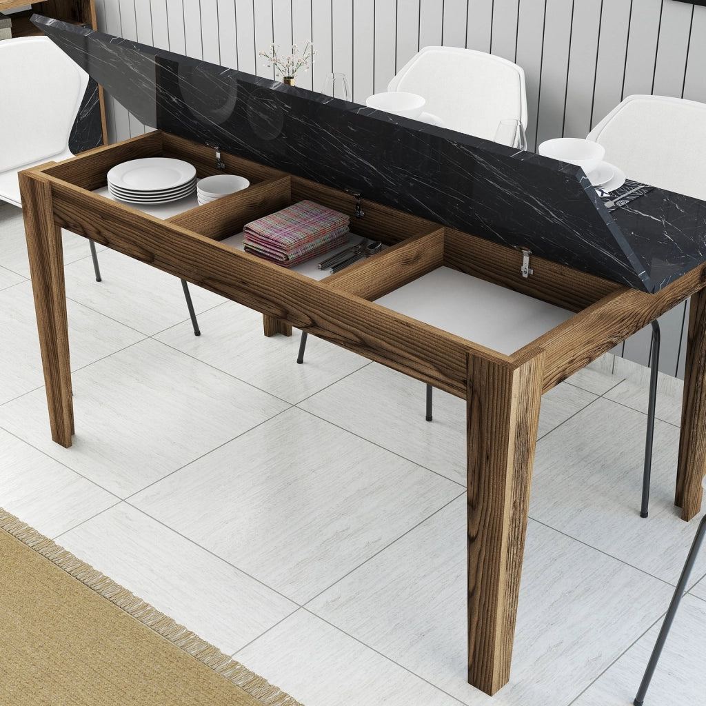 Tavolo da pranzo in legno "Milan500" - 145 x 88 x 75 cm - Nero