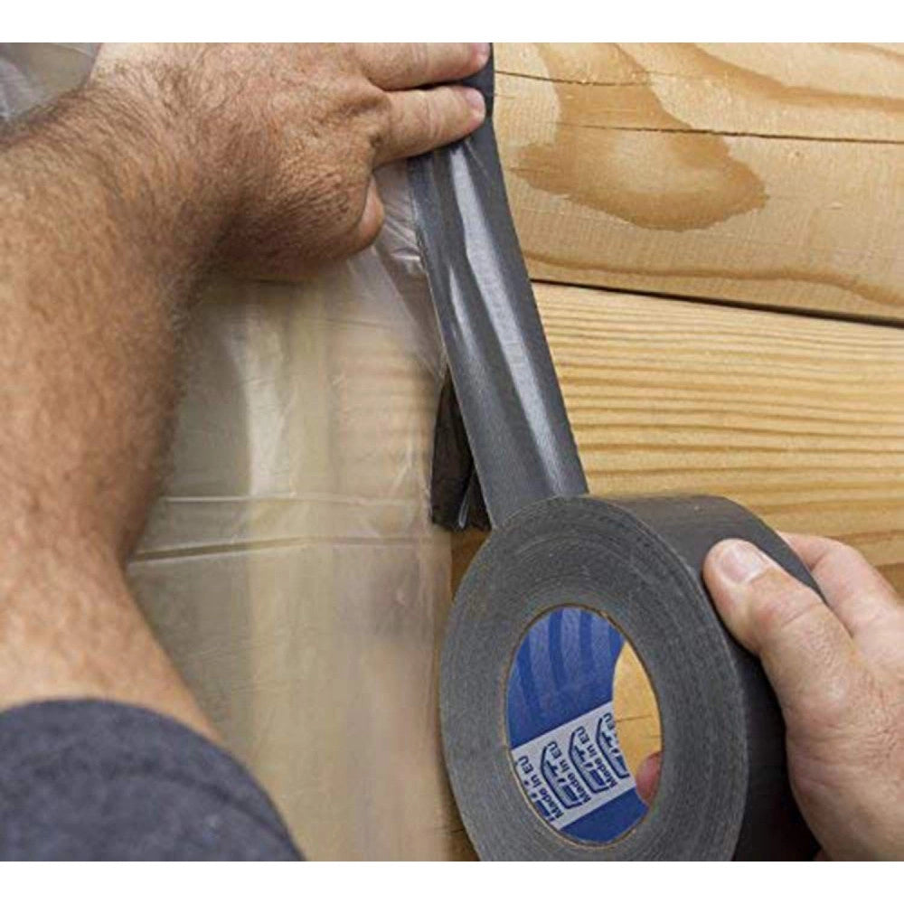 Trade Shop - Nastro Americano Nero Telato Resistente 50mm X 25mt Extraforte Impermeabile Sigilla Ripara Imballa -