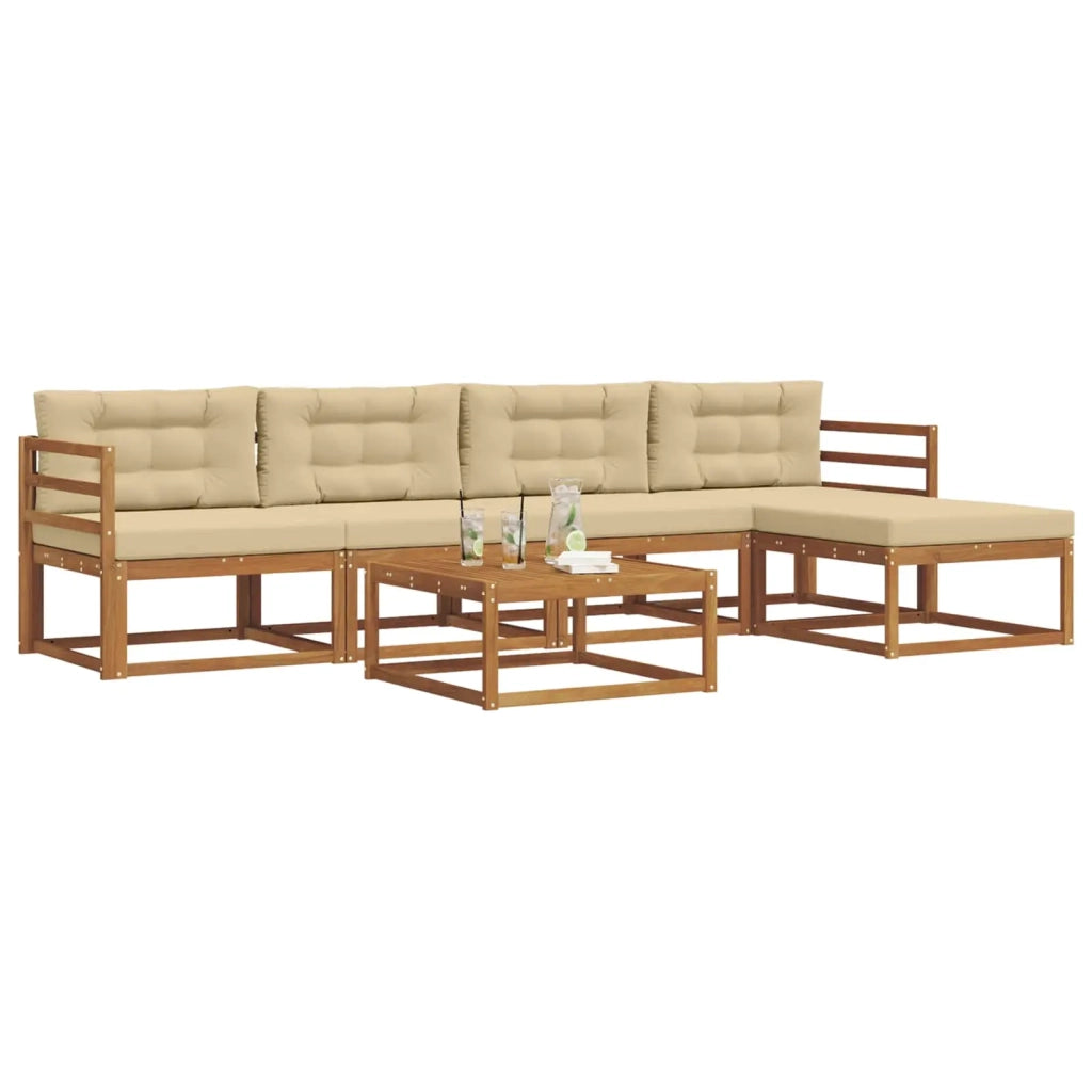 Set di divani da esterno con cuscino 6 pcs Naturale e Beige 3367461
