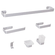 Set di 6 accessori da bagno in alluminio e vetro finitura opaca argento