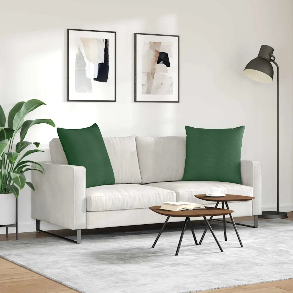 Cuscini da Divano 2 pz | Cuscini per sedie Verde Scuro 80 x 80 cm Tessuto in Cords