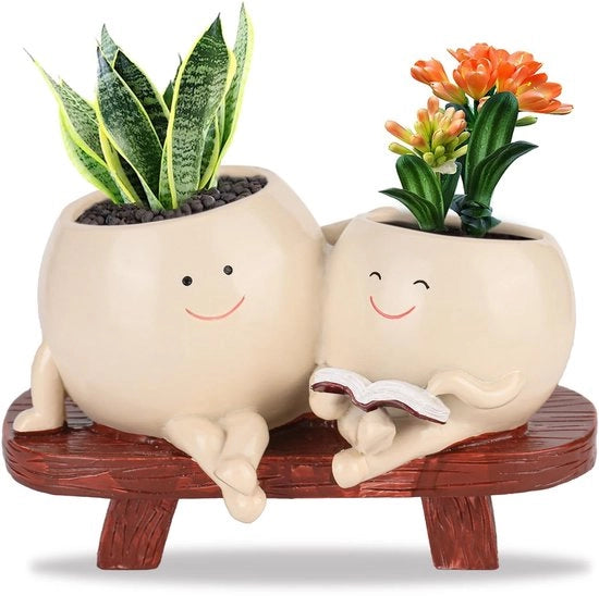 Vaso per piante grande - Vaso in resina - Decorazione ornamentale - Robusto e duraturo - Fusto di scarico - Design unico - Contenitore per piante