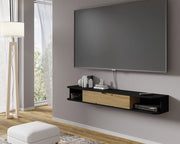 BIM FORNITURE mobile tv soggiorno ICARUS cm 156x29x20 nero opaco e rovere