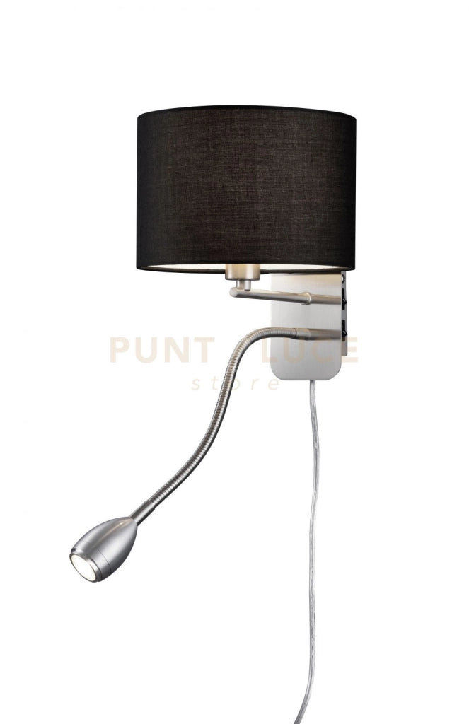 HOTEL APPLIQUE 2 LUCI LED + PARALUME NERO E14  20X23,5CM LED INCLUSO 3,1W 310 lm, 3.000K