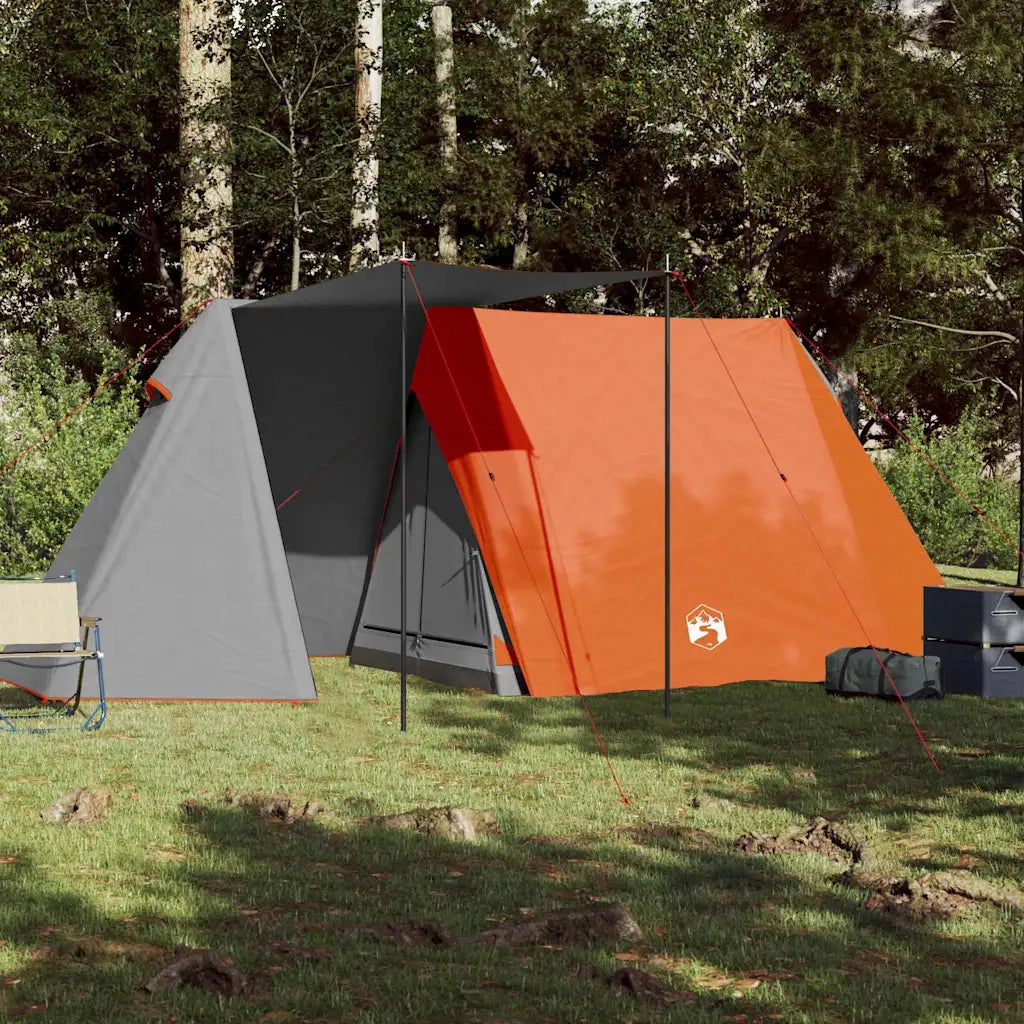 Tenda da Campeggio 3 Persone Grigio e Arancione Impermeabile 94367