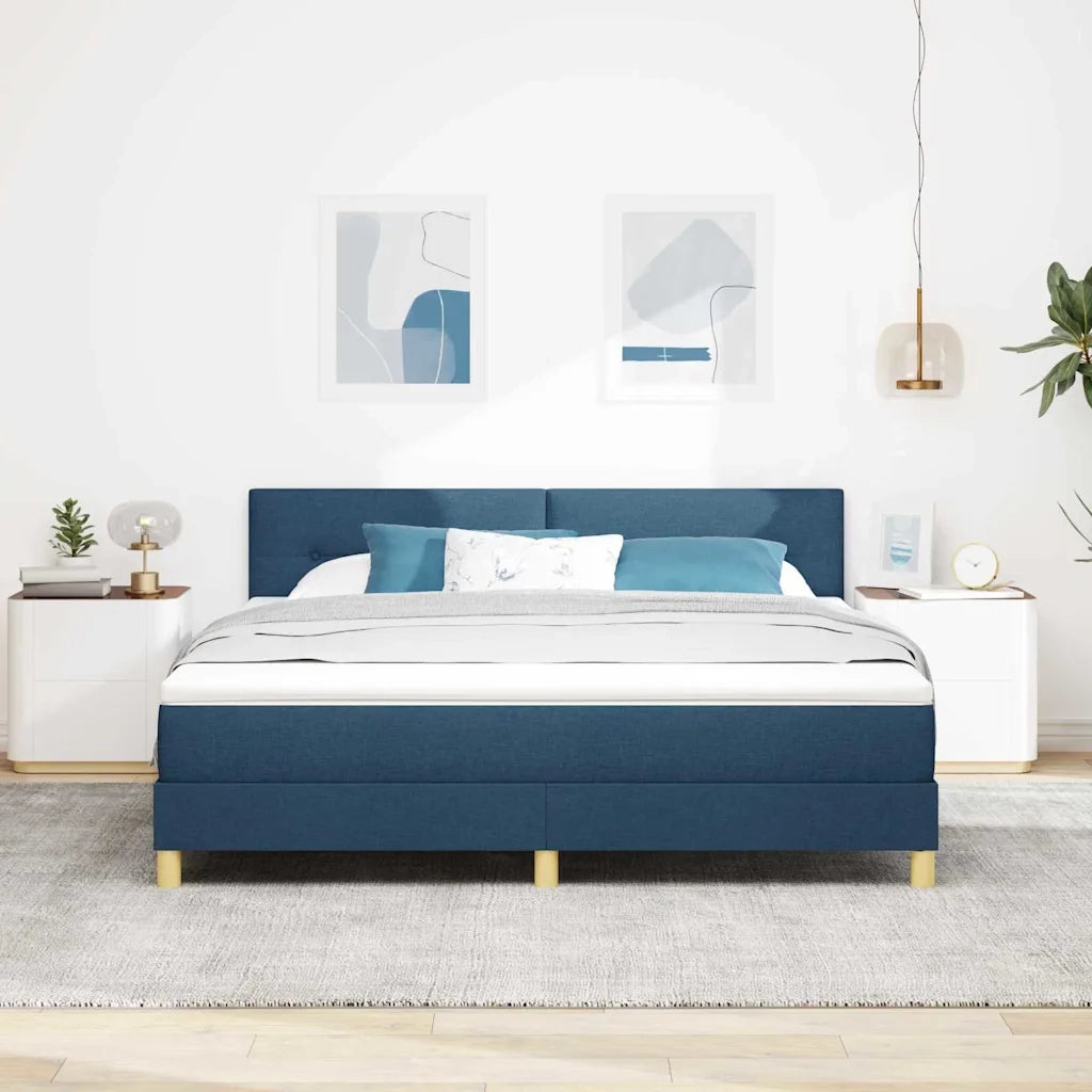 Letto a molle con cuscino con testiera Blu 180 x 200 cm Tessuto 3338943