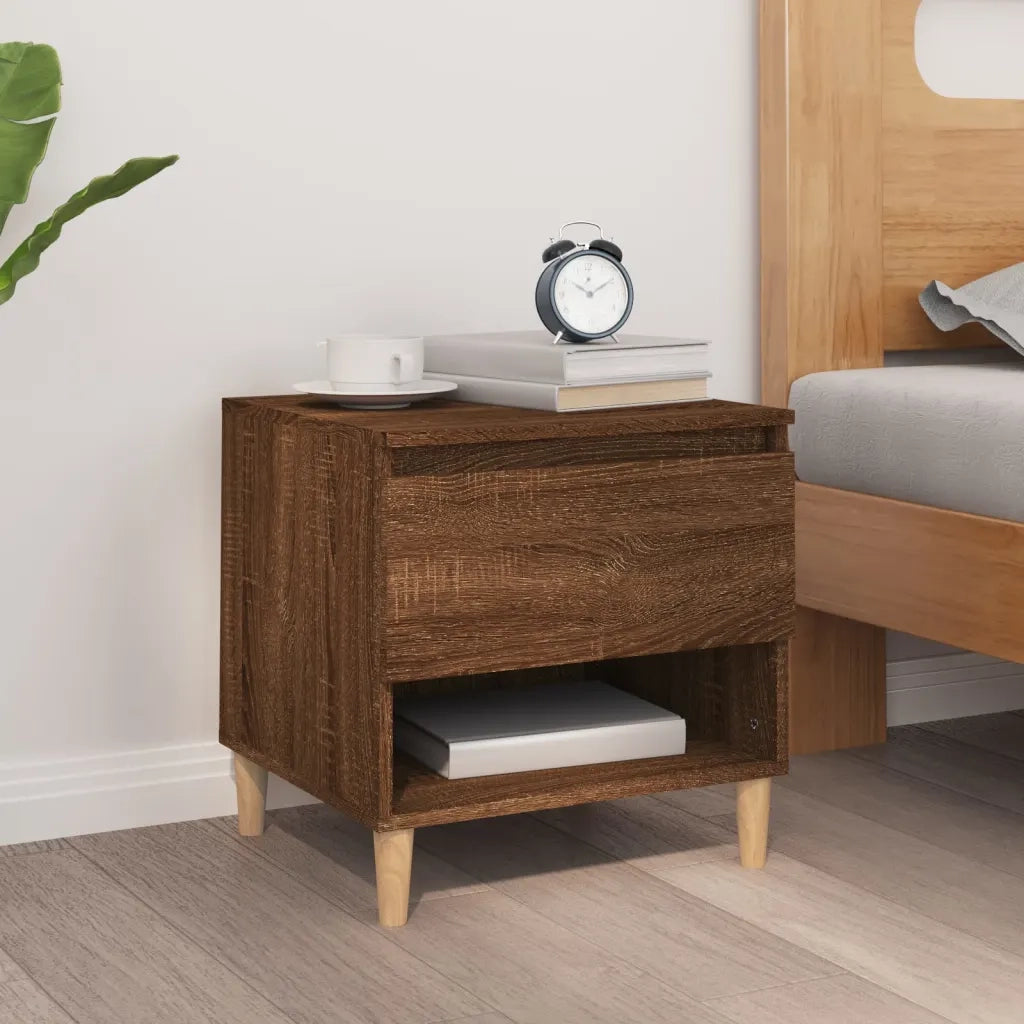 Comodino | Armadio da Notte | Mobiletto da notte Rovere Marrone 50x46x50 cm in Legno Multistrato