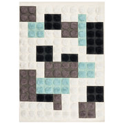 Tappeto per bambini in cotone bianco e multicolore, 90 x 130 cm, tuftato, di forma rettangolare