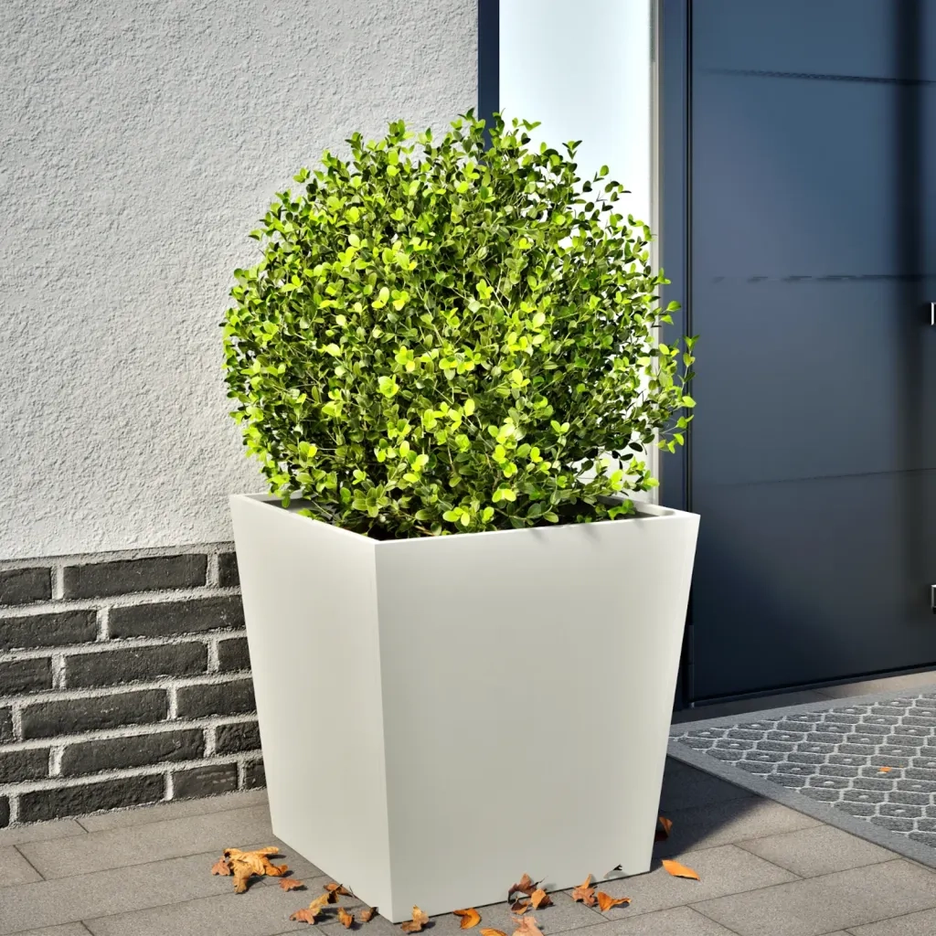 Fioriera | Cassetta per fiori | Vaso da Giardino Bianca 40x40x40 cm in Acciaio