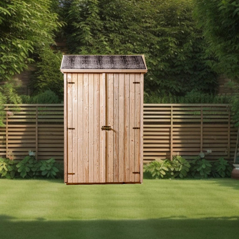 Ripostiglio in legno da giardino con 3 ripiani – 120x60 cm – pannelli 16 mm, pavimento incluso e tetto bitumato – ED1206.01 Foresta