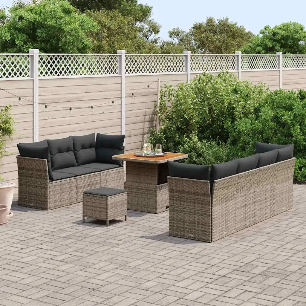 Set Divano da Giardino con cuscino 10 pcs Grigio polyrattan 3363398