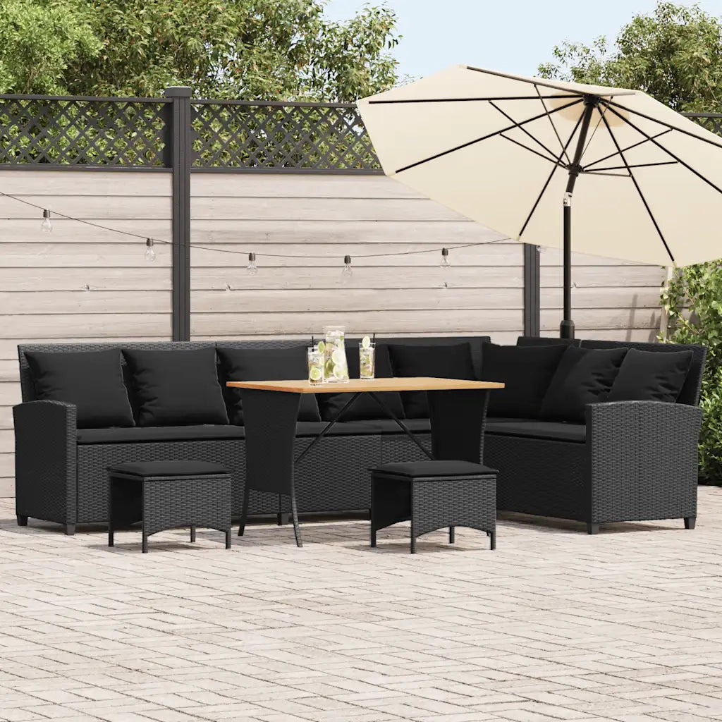 Set Divani da Giardino 4 pz con Cuscini Forma L Polyrattan Nero 3365325