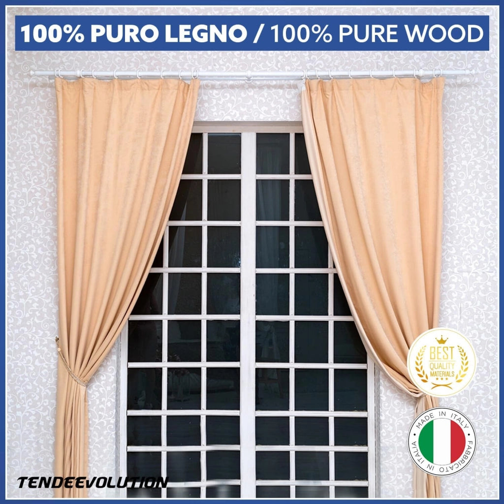 Set di 10 Anelli in Plastica Bianca per Bastoni di Tenda in Legno, Diametro 35mm - Robusti ed Eleganti