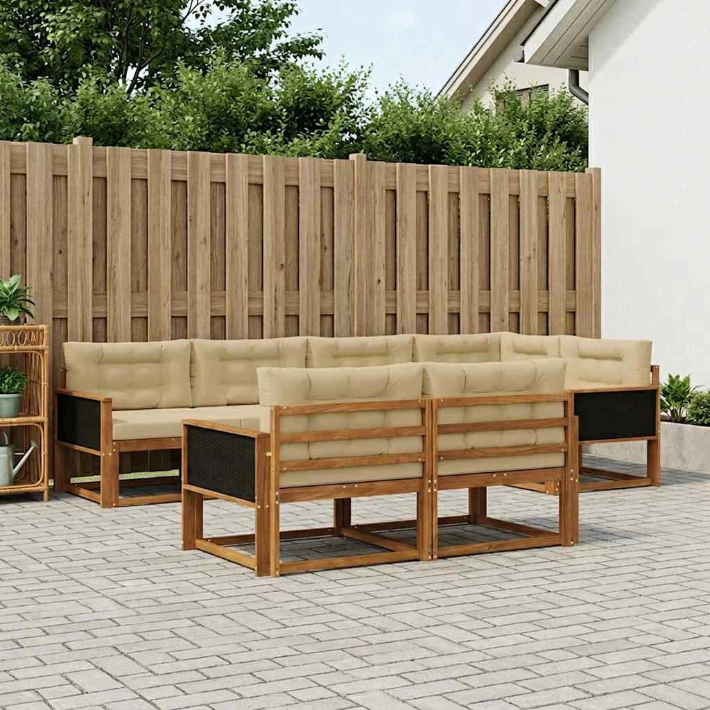 Set di divani da esterno 8 pz Naturale e Beige 3382636