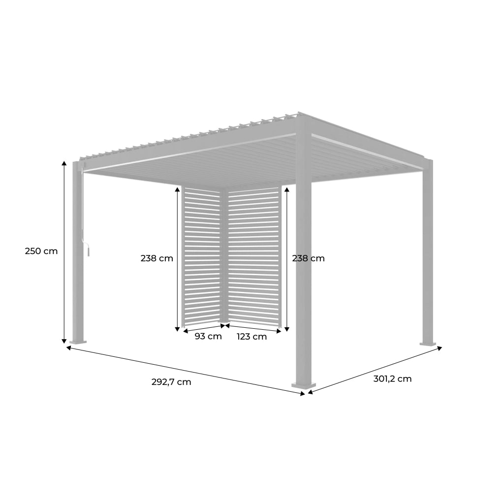 Pergola bioclimatica 3x4m in alluminio  + 1 persiana 1m + 1 persiana