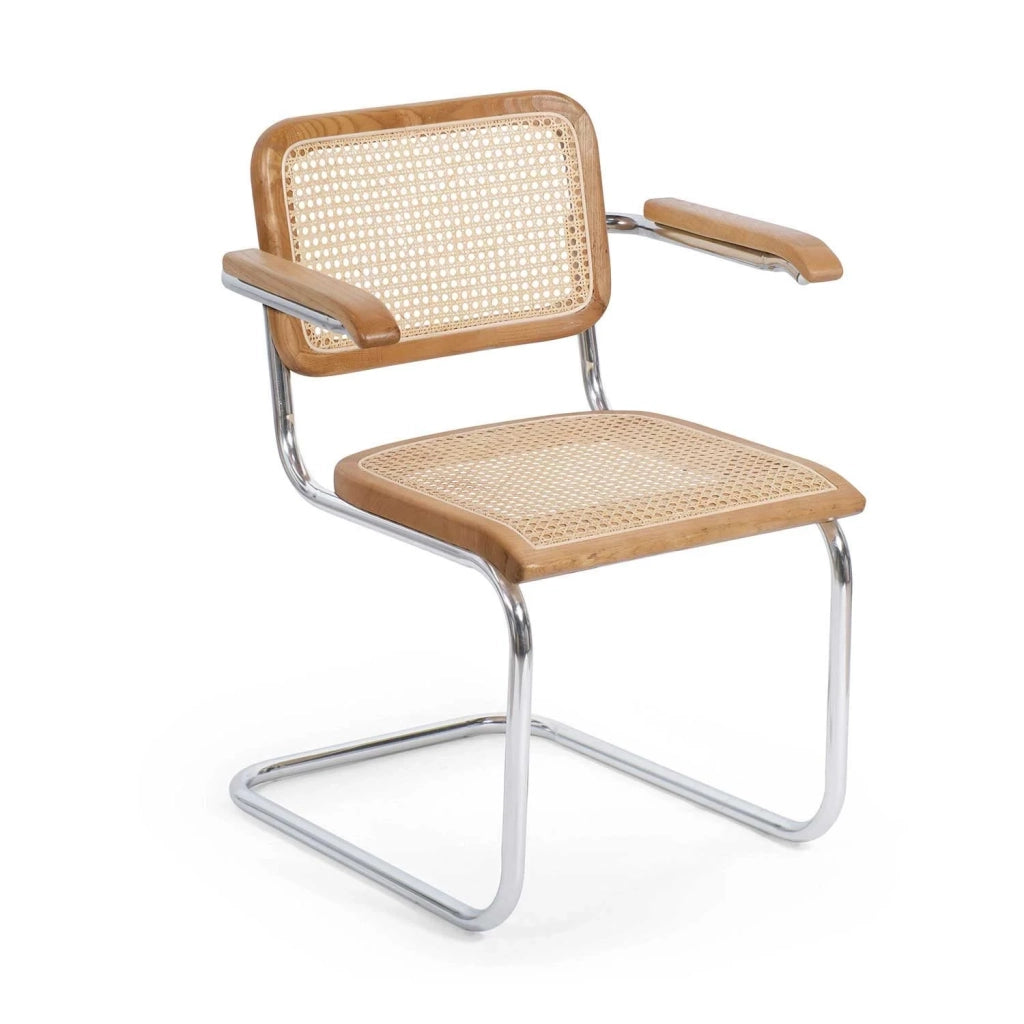 LÚZETE - SEDIA WEBSTER CON BRACCIOLI IN RATTAN NATURALE