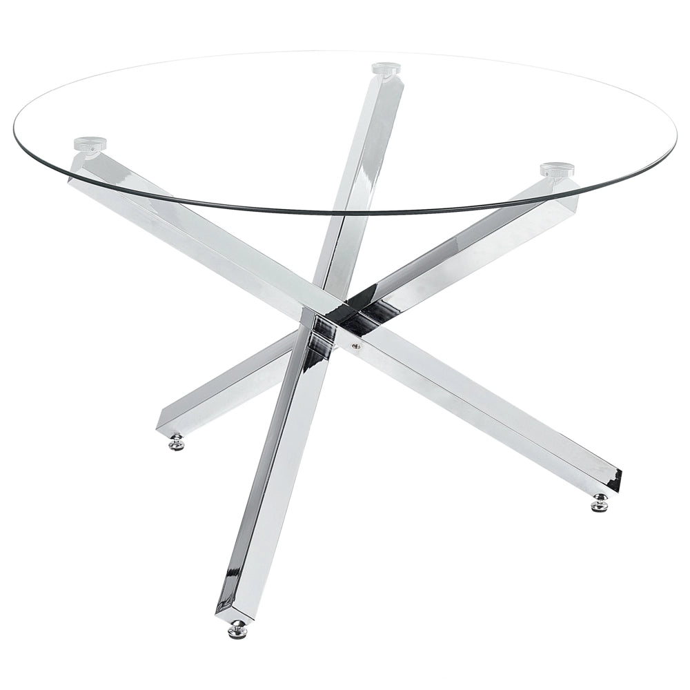 Tavolo da pranzo Argento Base in metallo Piano in vetro ø 110 cm Rotondo Moderno