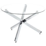 Tavolo da pranzo Argento Base in metallo Piano in vetro ø 110 cm Rotondo Moderno