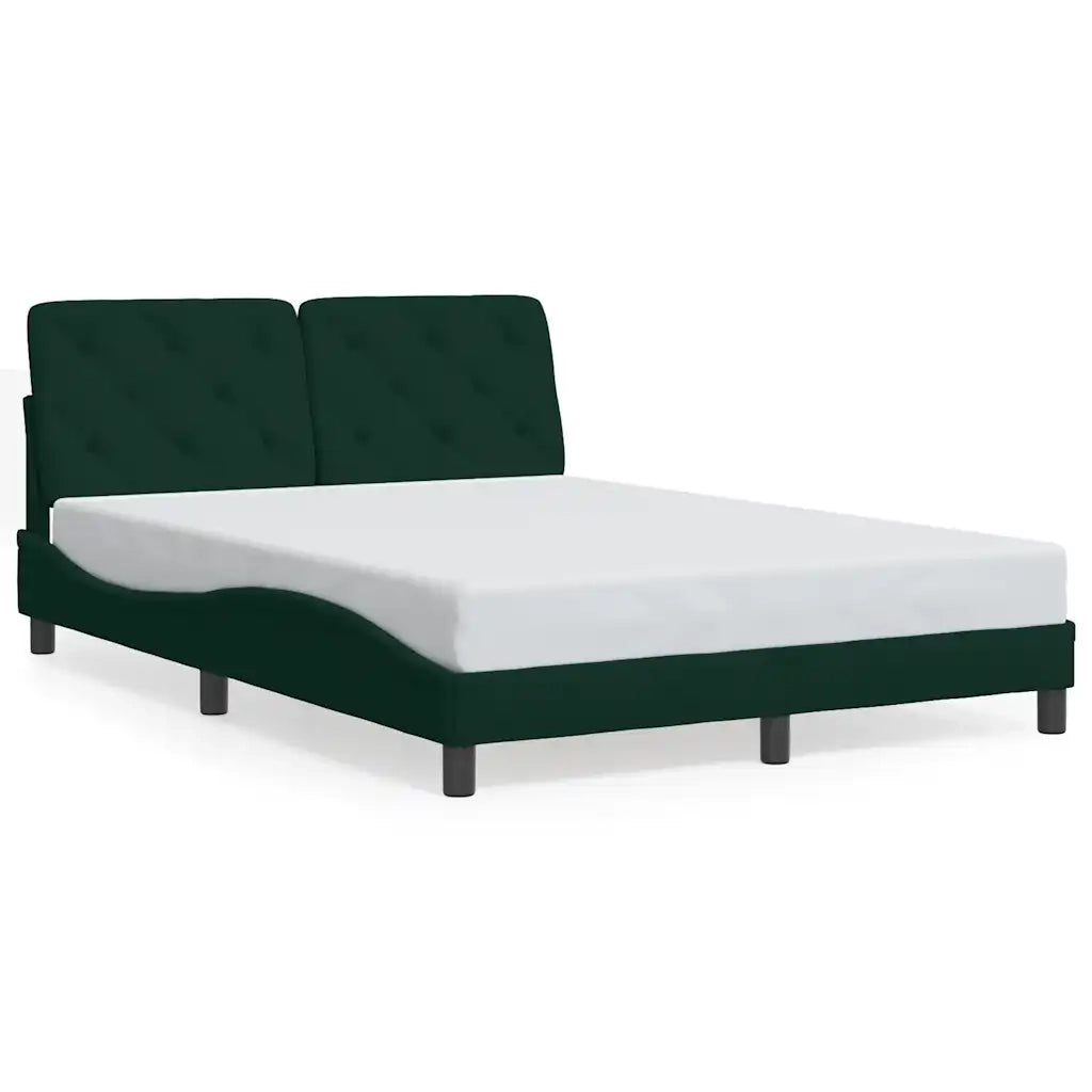 Giroletto con LED senza Materasso-Struttura Letto Verde Scuro 140x200 cm in Velluto