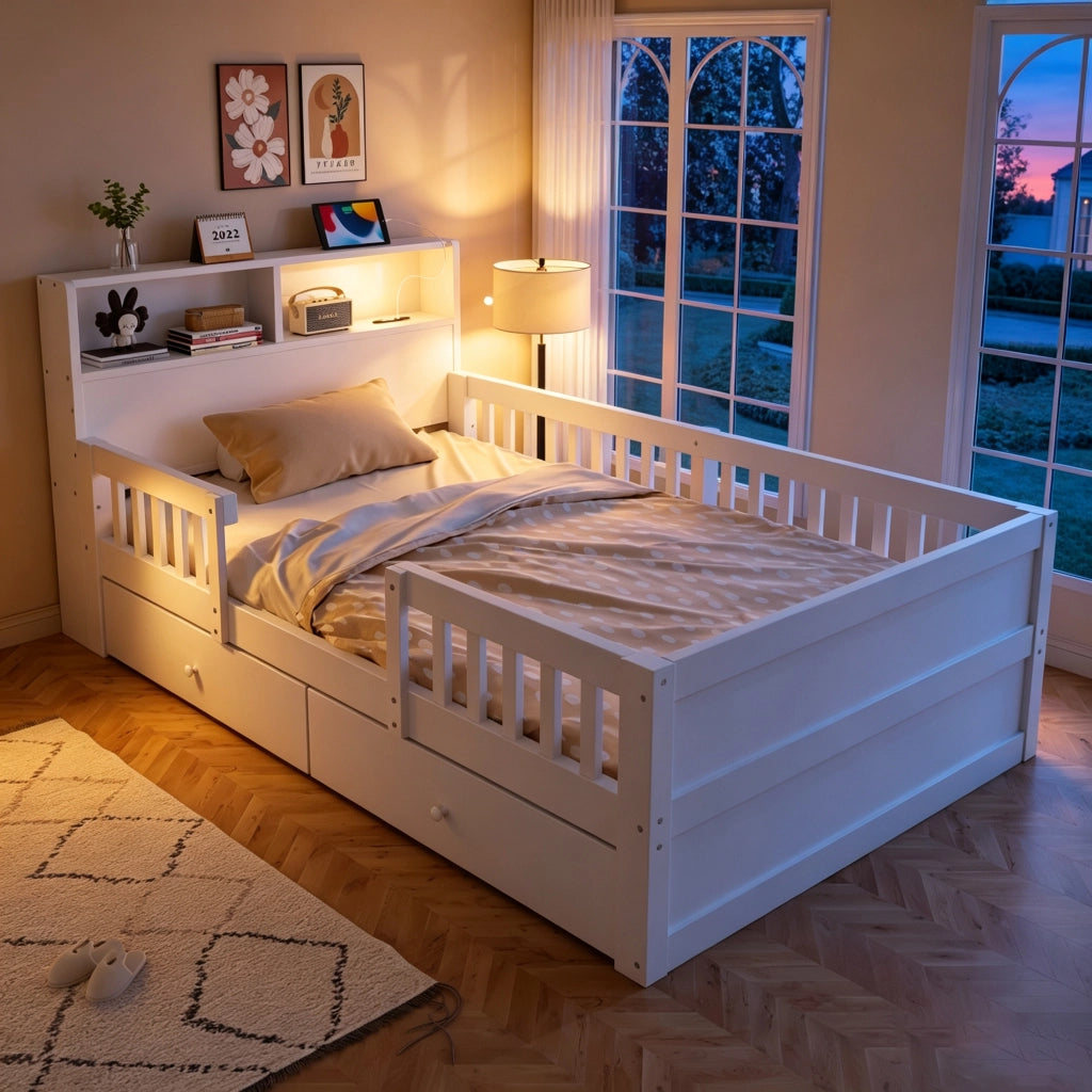 LETTO multifunzione 90x190 cm bianco in legno di pino