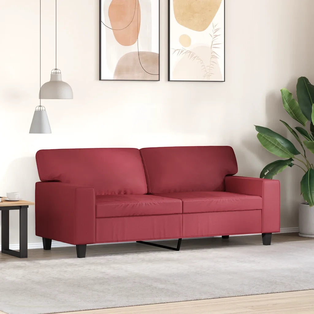 Divano a 2 Posti Rosso Vino 140 cm in Similpelle 359420