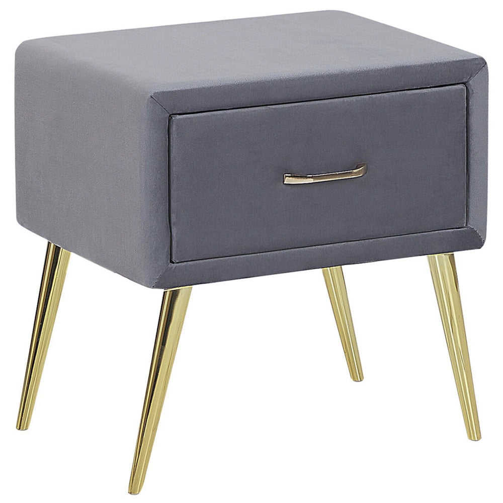 Comodino con rivestimento in velluto grigio Comodino con 1 cassetto Mobili per camera da letto dal design minimalista