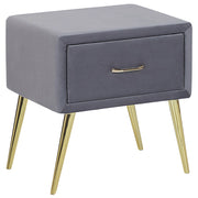 Comodino con rivestimento in velluto grigio Comodino con 1 cassetto Mobili per camera da letto dal design minimalista