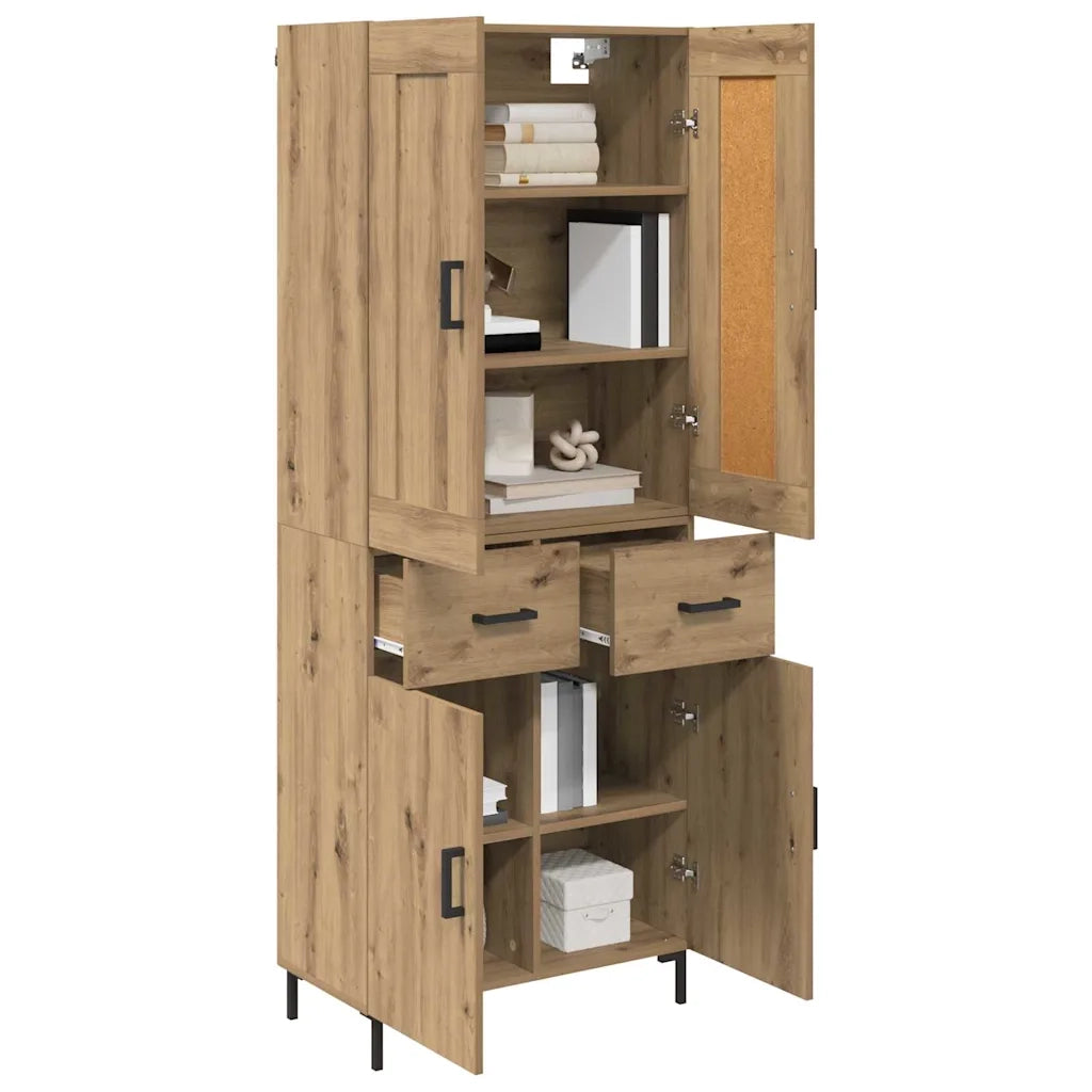 Credenza 2 pz-Set di 2 Buffet-Armadio da cucina Rovere artigianale Legno multistrato 610717