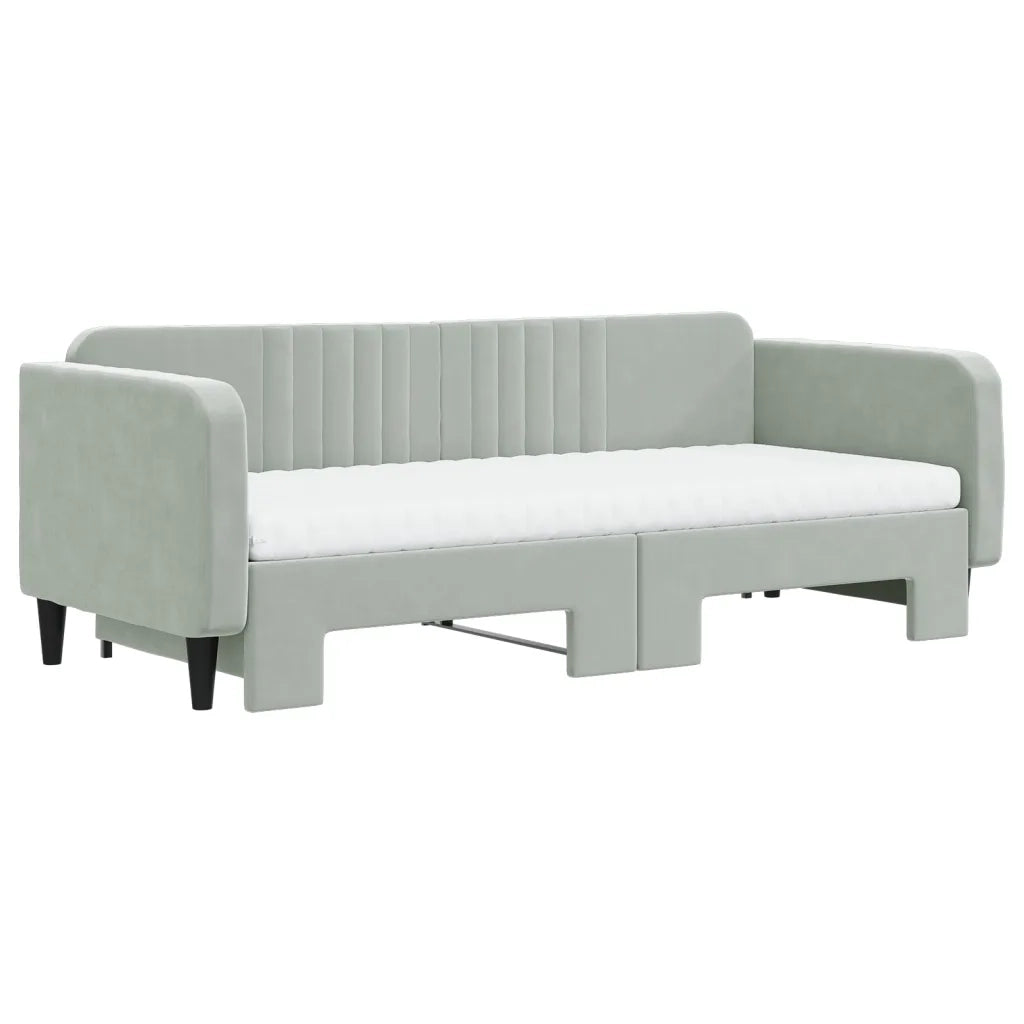 Divano Letto Estraibile Materassi Grigio Chiaro 90x200 Velluto 3197087