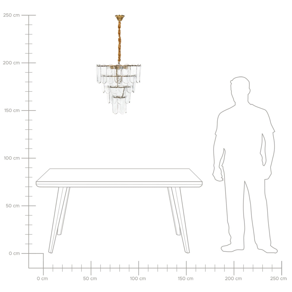 Lampadario in ottone, metallo e vetro ⌀ 48 cm Lampada a sospensione stile glamour