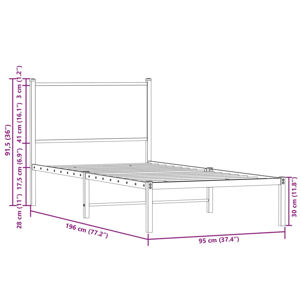 Giroletto senza Materaso in Metallo Rovere Fumo 90x190 cm