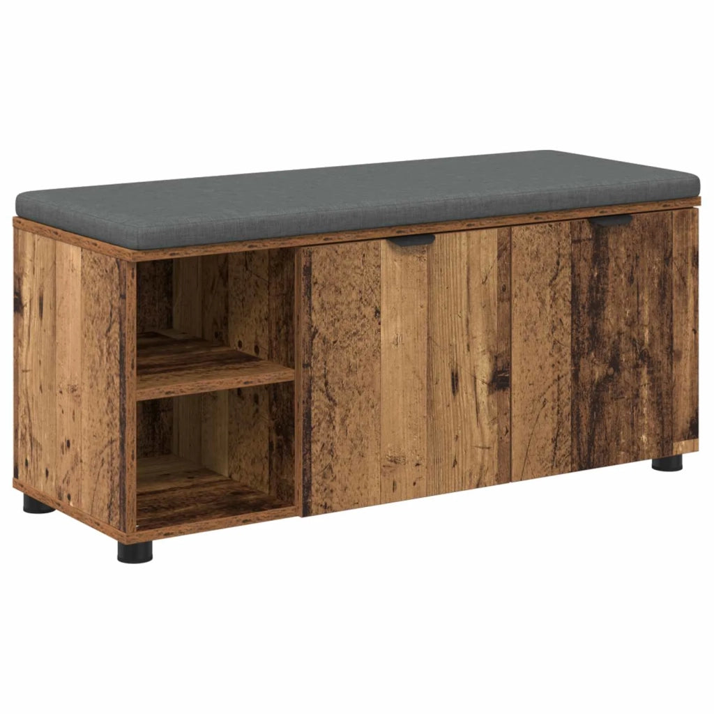 Panca per ingresso con cuscino Legno vecchio 100 x 38 x 46 cm 891518