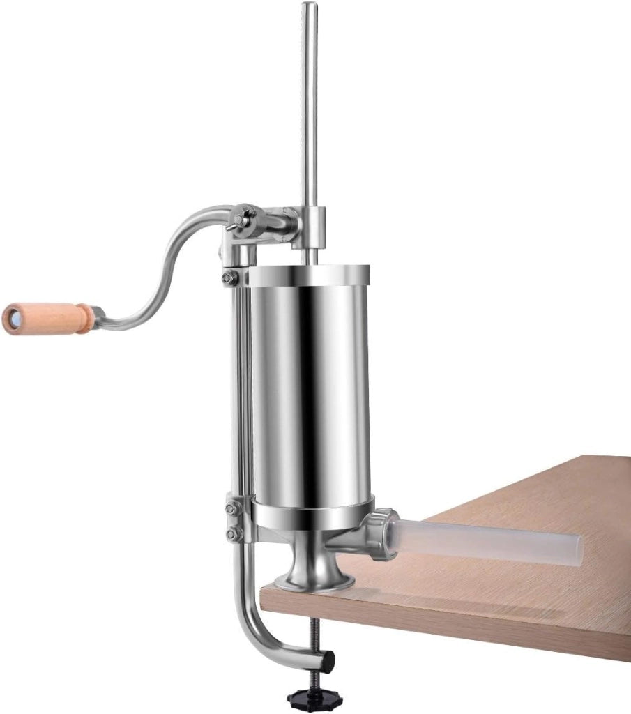 Avvolgitrice verticale manuale per salsicce in acciaio inox, 4 imbuti di diverso diametro, morsetto da tavolo, capiente cilindro da 1,5 l, per uso domestico e commerciale