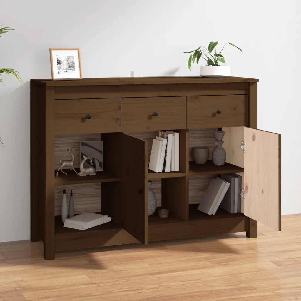Credenza Marrone Ambrato 100x35x74 cm in Legno Massello di Pino 814557