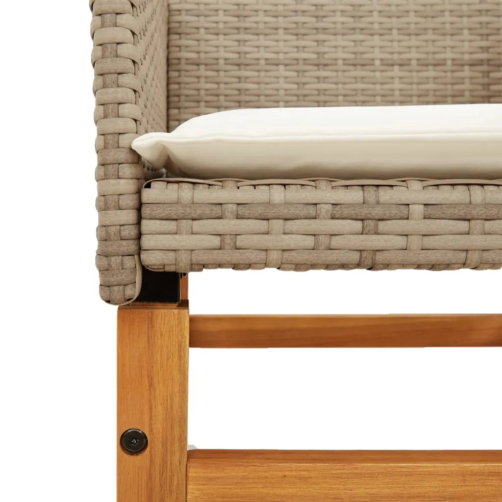Sedie Giardino con Cuscini 2 pz | Sedie da Esterno Beige Polyrattan Legno Massello
