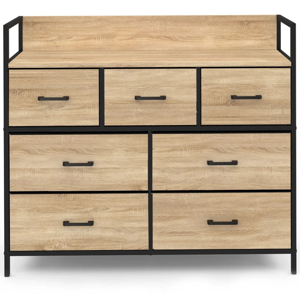 IDMarket - Baúl de tela de 7 cajones UTAH 100 cm mueble de almacenamiento de diseño industrial