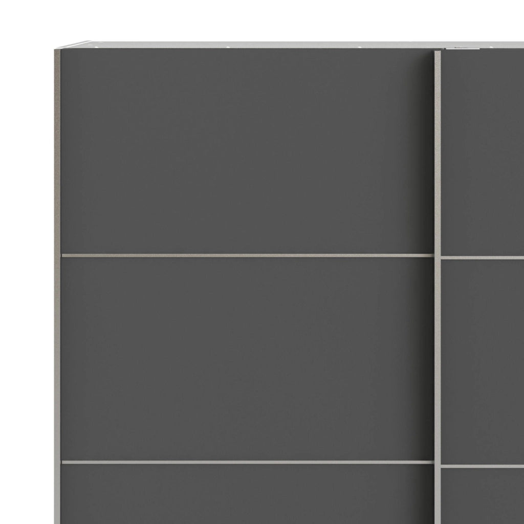 Guardaroba 2 ante Accadia, Mobile camera da letto, Cabina armadio portabiti, Armadio appendiabiti, 182x64 h202 cm, Grigio e Bianco