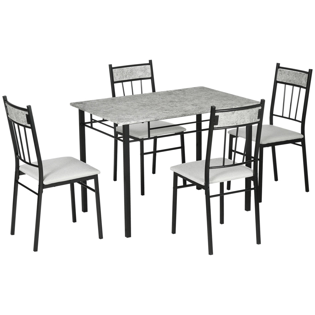 Set Tavolo da Pranzo Rettangolare Allungabile e 4 Sedie ¨C zephmum ¨C Grigio e Nero