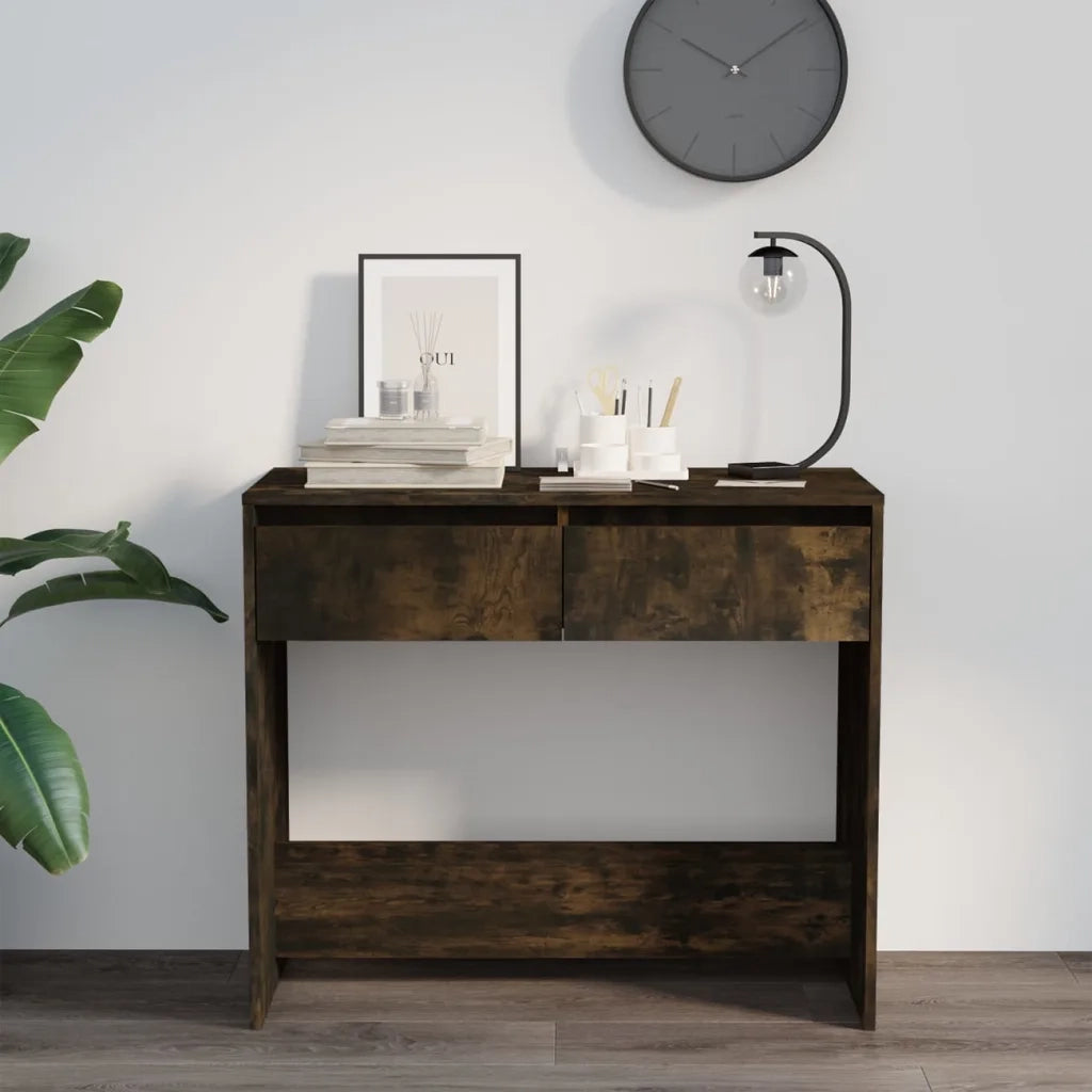Tavolo Consolle | Tavolo d'Ingresso Rovere Fumo 89x41x76,5 cm in Acciaio