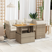 Set Divano da Giardino 5 pz con Cuscini Beige in Polyrattan 3326921