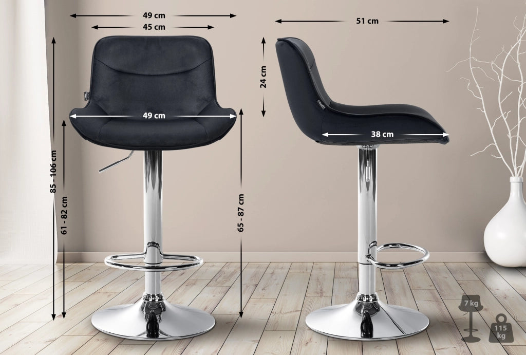 Barhocker Vonore Samt chrom