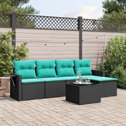 Set Divani da Giardino 6 pz con Cuscini Nero in Polyrattan 3220096