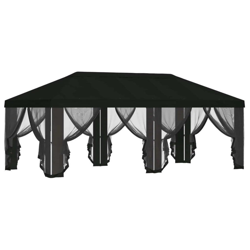 Copertura Gazebo con Pareti Laterali 6 x 3 m Nero Poliestere 900419
