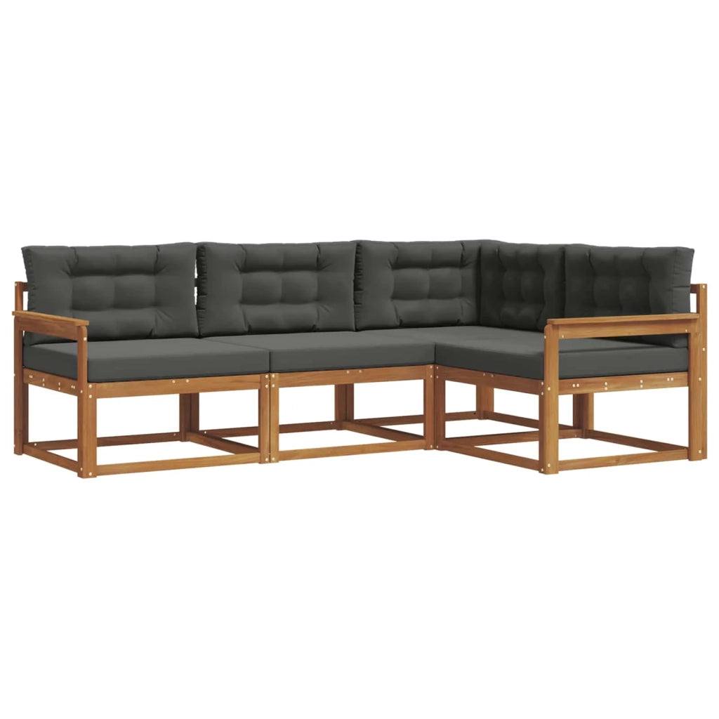 Set di divani da esterno con cuscino 4 pcs Naturale e Antracite