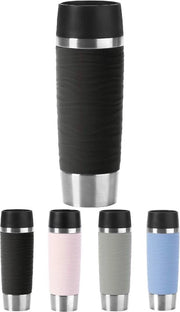 Tazza da Viaggio con Design a Onde - 4 Ore Calda - 8 Ore Fredda - 500 ml - Nero