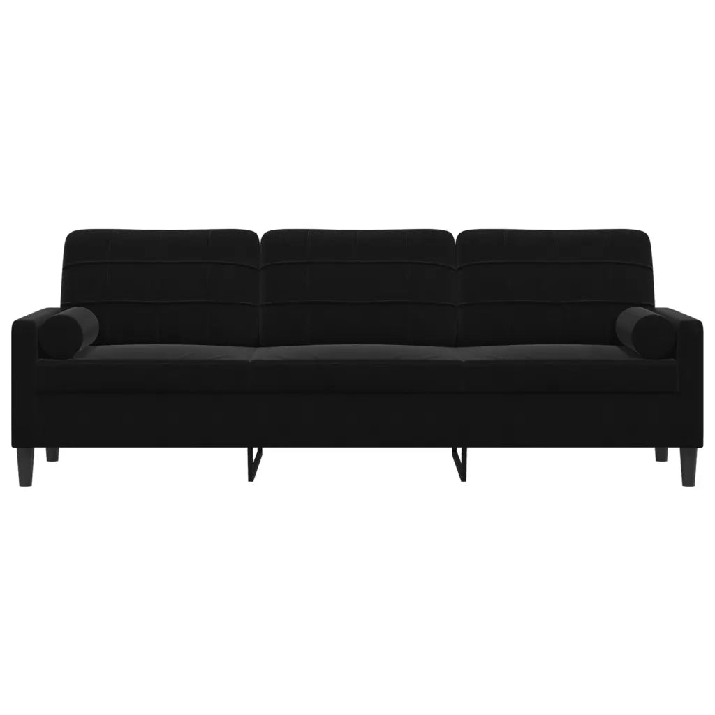vidaXL Divano a 3 Posti con Cuscini Nero 210 cm in Velluto