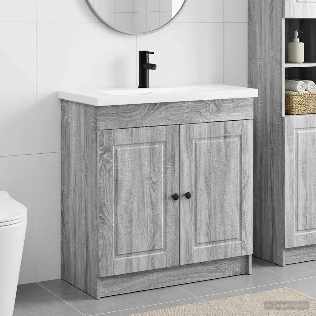 Set di mobili per il bagno Sonoma grigio 78,5 x 37,5 x 81 cm 3404140